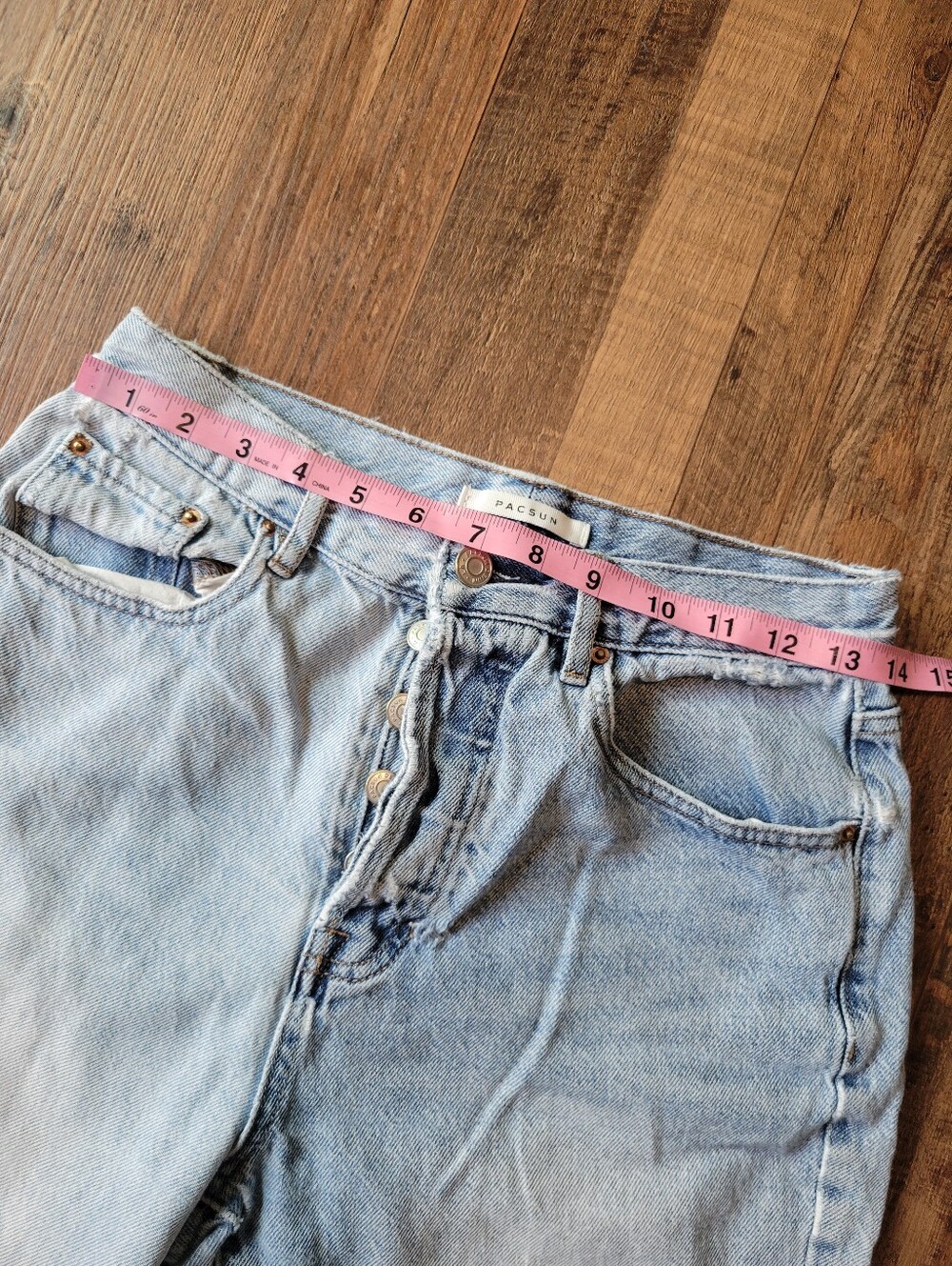 PacSun 100% Cotton Well Worn High Waist Straight Leg Distressed Denim Jeans - Picture 7 of 9